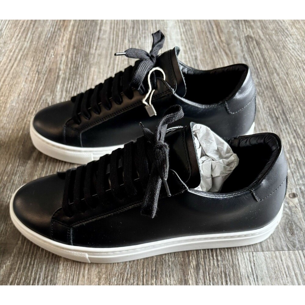 Stefani Bonfiglioli Italian Black Leather Low Top Lace Up Sneaker 40 U.S. 7-7.5 - Picture 4 of 7